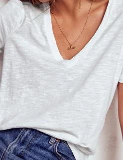 Boden Tops & T-Shirts-T-shirt flammé Sophie à col V Blanc