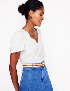 Boden Tops & T-Shirts-T-shirt flammé Sophie à col V Blanc