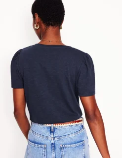 Boden Tops & T-Shirts-T-shirt flammé Sophie à col V Bleu Marine