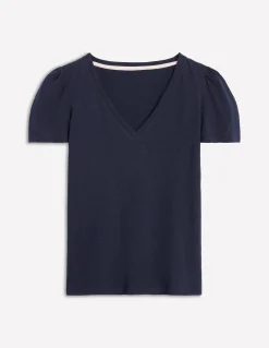 Boden Tops & T-Shirts-T-shirt flammé Sophie à col V Bleu Marine