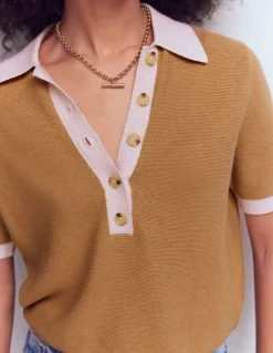 Boden Pulls & Gilets-T-shirt Grace colourblock Camel chiné