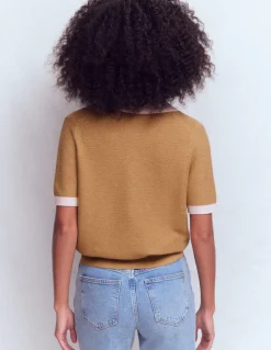 Boden Pulls & Gilets-T-shirt Grace colourblock Camel chiné
