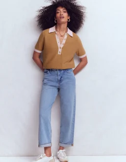 Boden Pulls & Gilets-T-shirt Grace colourblock Camel chiné