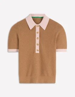 Boden Pulls & Gilets-T-shirt Grace colourblock Camel chiné