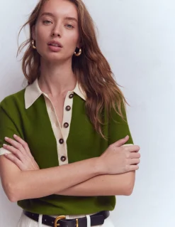 Boden Pulls & Gilets-T-shirt Grace colourblock Vert promenade