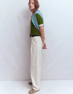 Boden Pulls & Gilets-T-shirt Grace colourblock Vert promenade