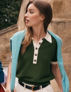 Boden Pulls & Gilets-T-shirt Grace colourblock Vert promenade