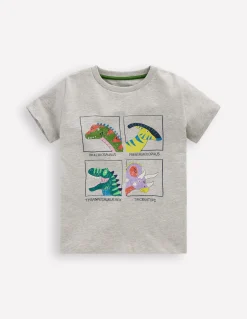 Boden Tops & T-Shirts-T-shirt graphique à manches courtes Dinosaures gris chiné