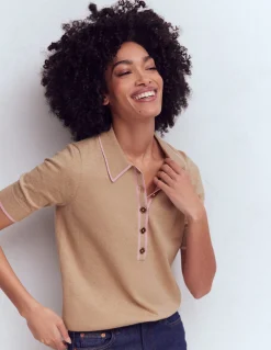 Boden Pulls & Gilets-T-shirt Liz à col tunisien Chinchilla Chiné