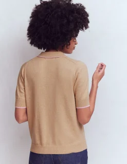 Boden Pulls & Gilets-T-shirt Liz à col tunisien Chinchilla Chiné