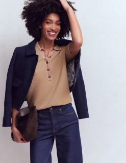 Boden Pulls & Gilets-T-shirt Liz à col tunisien Chinchilla Chiné