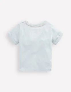 Boden Tops & Bodies-T-shirt manches courtes à logo Motifs océaniques bleu clair