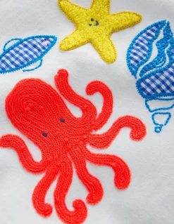 Boden Tops & Bodies-T-shirt manches courtes à logo Motifs océaniques bleu clair