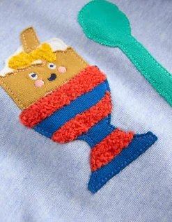 Boden Tops & Bodies-T-shirt manches longues à appliqué Œuf à la coque bleu clair