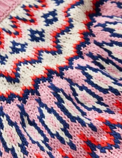 Boden Pulls & Gilets-T-shirt Margot à manches bouffantes Motif jacquard rose amande