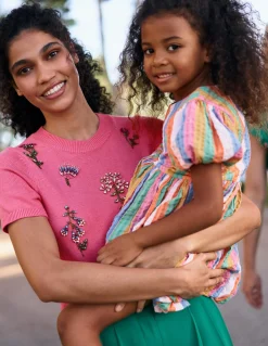 Boden Pulls & Gilets-T-shirt ornementé Punch rose