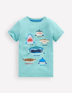 Boden Tops & T-Shirts-T-shirt phosphorescent Requins bleu Nil