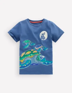 Boden Tops & T-Shirts-T-shirt phosphorescent Tortues bleu marine authentique