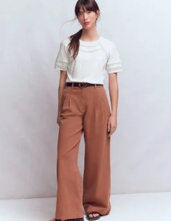 Boden Tops & T-Shirts-T-shirt Poppy à col rond et détails Blanc