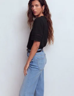 Boden Tops & T-Shirts-T-shirt Poppy col V à détails Noir