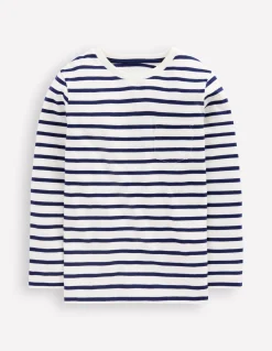Boden Tops & T-Shirts-T-shirt pour tous les jours à manches longues Ivoire doux/bleu marine universitaire