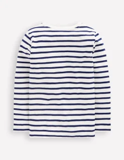 Boden Tops & T-Shirts-T-shirt pour tous les jours à manches longues Ivoire doux/bleu marine universitaire