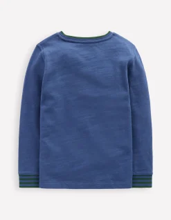 Boden Tops & T-Shirts-T-shirt semi-épais cosy Bleu denim/nuit émeraude