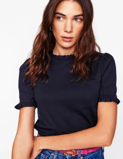 Boden Tops & T-Shirts-T-shirt volanté ultra-doux Bleu Marine, Petits Pois