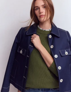 Boden Tops & T-Shirts-T-shirt volanté ultra-doux Ivoire, rayé bleu marine