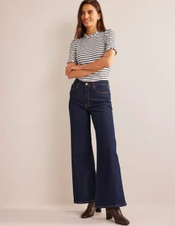 Boden Tops & T-Shirts-T-shirt volanté ultra-doux Ivoire, rayé bleu marine