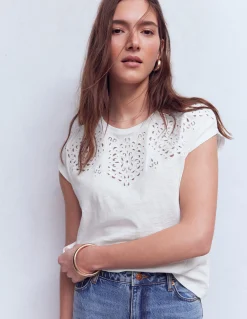 Boden Tops & T-Shirts-T-shirt Willow à broderie anglaise Blanc brillant