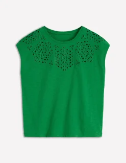 Boden Tops & T-Shirts-T-shirt Willow à broderie anglaise Vert frais
