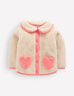 Boden Manteaux & Vestes-Veste à col en borg fille Neutre/cœur rose