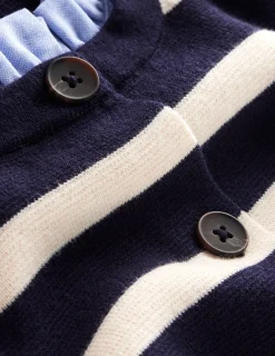 Boden Tenues De Travail|Pulls & Gilets-Veste ajustée Joanna en maille Rayé bleu marine/ivoire chaud
