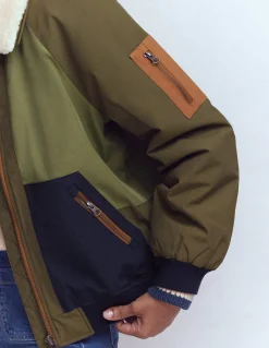 Boden Manteaux & Vestes-Veste bomber à détails en borg Vert des bois