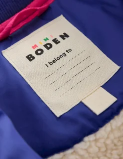 Boden Manteaux & Vestes-Veste bomber fun Imprimé arc-en-ciel placé bleu marine