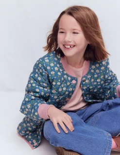 Boden Manteaux & Vestes-Veste bomber fun Motif floral bleu borg