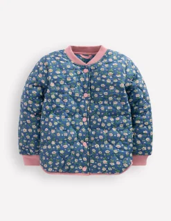 Boden Manteaux & Vestes-Veste bomber fun Motif floral bleu borg