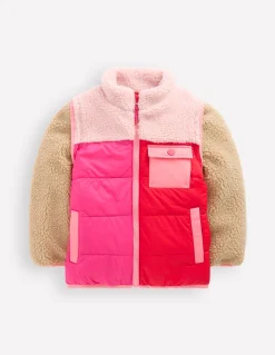Boden Manteaux & Vestes-Veste 2-en-1 en borg mélangé Colourblock borg rose