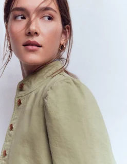 Boden Manteaux & Vestes-Veste en jean avec surpiqûres Vert tendre