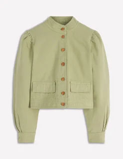 Boden Manteaux & Vestes-Veste en jean avec surpiqûres Vert tendre