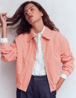 Boden Manteaux & Vestes-Veste Harrington décontractée Rayé tramway rouge