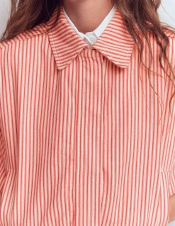 Boden Manteaux & Vestes-Veste Harrington décontractée Rayé tramway rouge