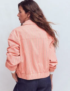 Boden Manteaux & Vestes-Veste Harrington décontractée Rayé tramway rouge