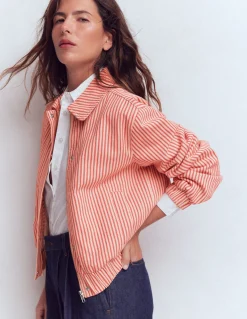 Boden Manteaux & Vestes-Veste Harrington décontractée Rayé tramway rouge