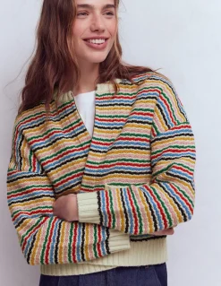 Boden Pulls & Gilets-Veste Maya zippée Ivoire, arc-en-ciel