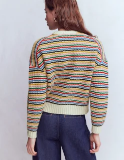 Boden Pulls & Gilets-Veste Maya zippée Ivoire, arc-en-ciel