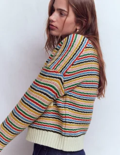 Boden Pulls & Gilets-Veste Maya zippée Ivoire, arc-en-ciel