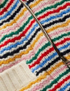 Boden Pulls & Gilets-Veste Maya zippée Ivoire, arc-en-ciel