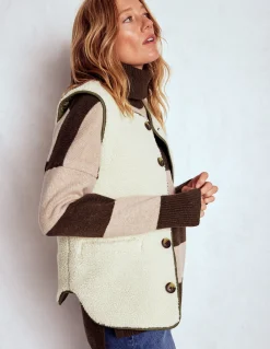 Boden Manteaux & Vestes-Veste sans manches Clerkenwell réversible Vert forêt, borg couleur naturelle